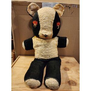 Antique Vintage Genie Toys Inc. Panda Bear Stuffed Animal, 1940s Rare 24 Inch‎